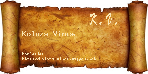 Kolozs Vince névjegykártya