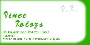 vince kolozs business card